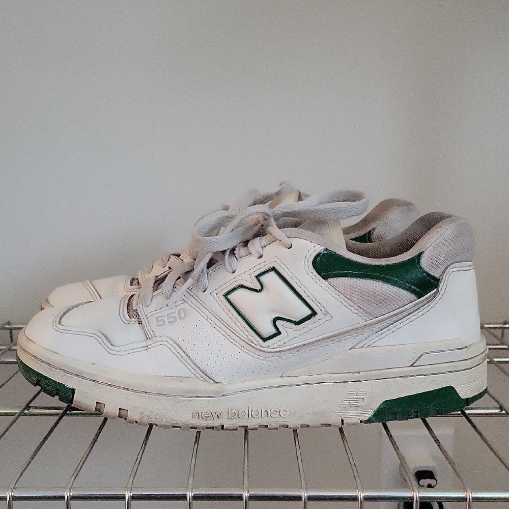 New Balance 550 White with Green Accents